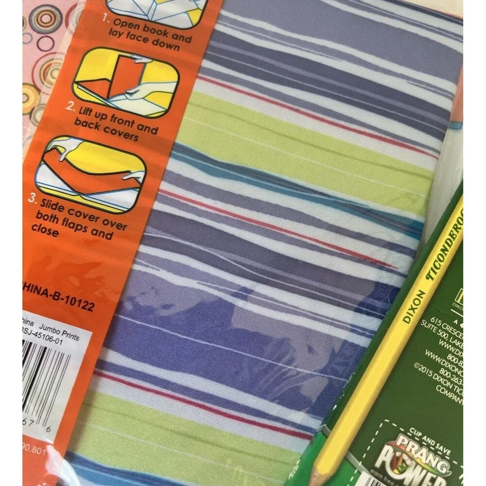 Stretchable Book Covers - Jumbo Size Assorted 8.5 X 11” & Larger Plus Pencils